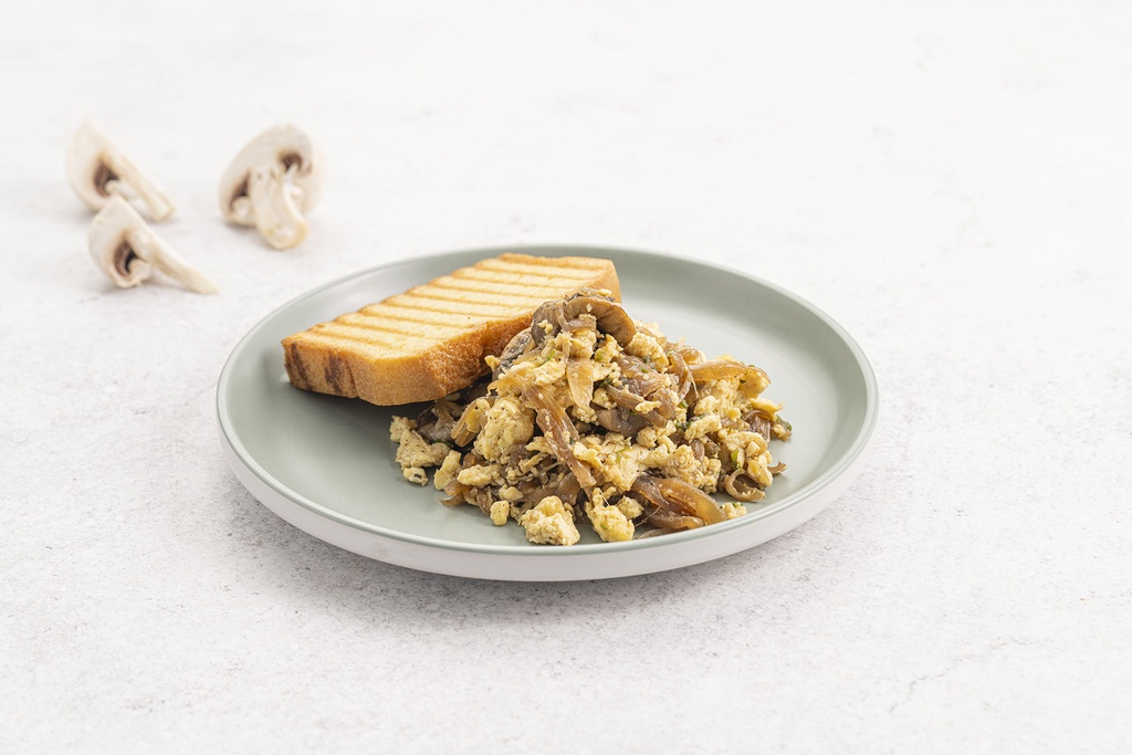 Scrambled eggs with Caramelized onions & Mushroom (H)